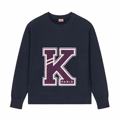 KENZO SS23 Navy Blue Logo Print Crewneck Long Sleeve Sweatshirt FD55SW4944MB-77