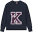 Order KENZO SS23 Navy Blue Logo Print Crewneck Long Sleeve Sweatshirt FD55SW4944MB-77
