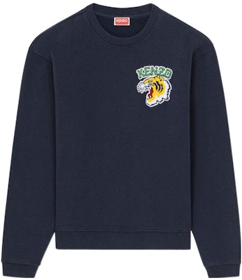 KENZO SS23 Oversized Animal Embroidered Crewneck Sweatshirt Navy Blue. FC65SW044CMJ-77 Order KENZO SS23 Oversized Animal Embroidered Crewneck Sweatshirt Navy Blue. FC65SW044CMJ-77