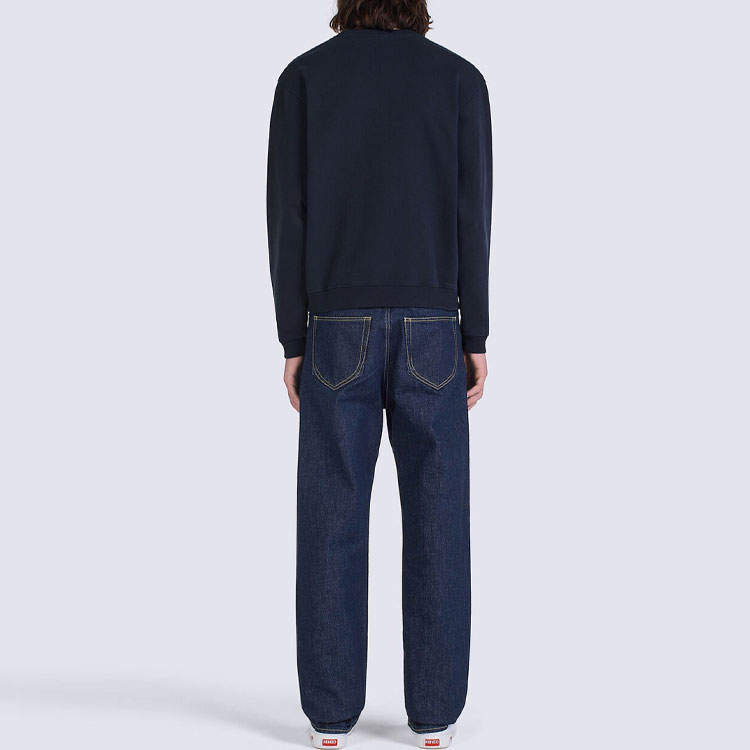 Purchase KENZO SS23  Oversized Animal Embroidered Crewneck Sweatshirt Navy Blue. FC65SW044CMJ-77