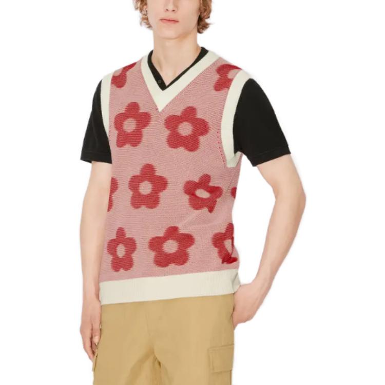 Lookbook ケンゾー SS23 ピンク フローラル刺繍 Vネック ノースリーブ ニットベスト FD65PU4253CA-02