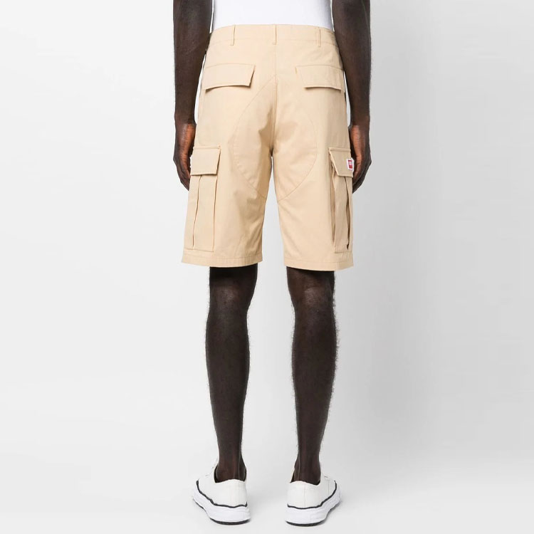 Shop KENZO SS23  Solid Straight Cargo Shorts Beige FD55SH2359RO-11