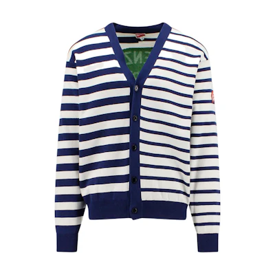 KENZO SS23 Striped V-Neck Long Sleeve Sweater Midnight Blue FD55CA3703CN-77