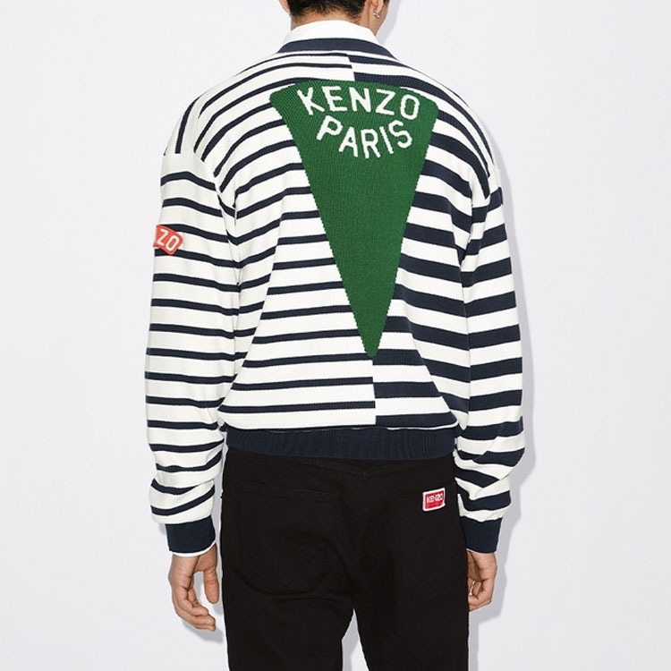 KENZO SS23  Striped V-Neck Long Sleeve Sweater Midnight Blue FD55CA3703CN-77 圖 5