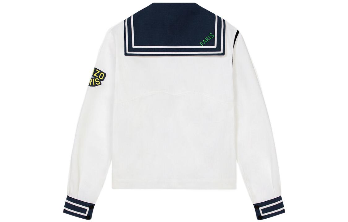KENZO SS23  White Cropped Navy Collar Shirt Jacket. FD55CH5139LE-01 圖 3