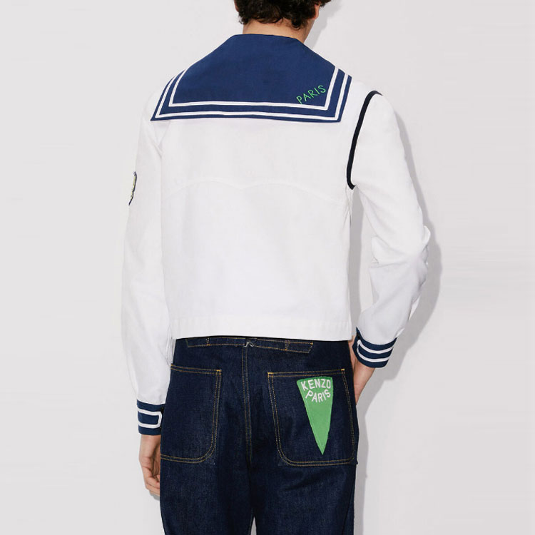 KENZO SS23  White Cropped Navy Collar Shirt Jacket. FD55CH5139LE-01 圖 5