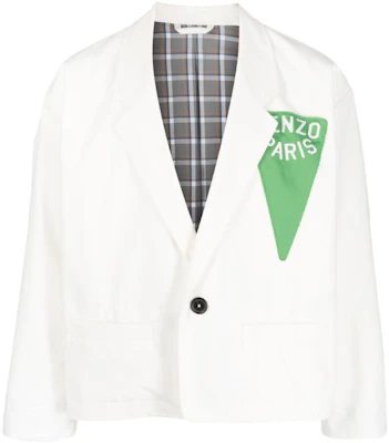 KENZO SS23 Chaqueta Blanca de Manga Larga con Logo y Cuello Polo. FD55VE2249RT-02 Order KENZO SS23 Chaqueta Blanca de Manga Larga con Logo y Cuello Polo. FD55VE2249RT-02