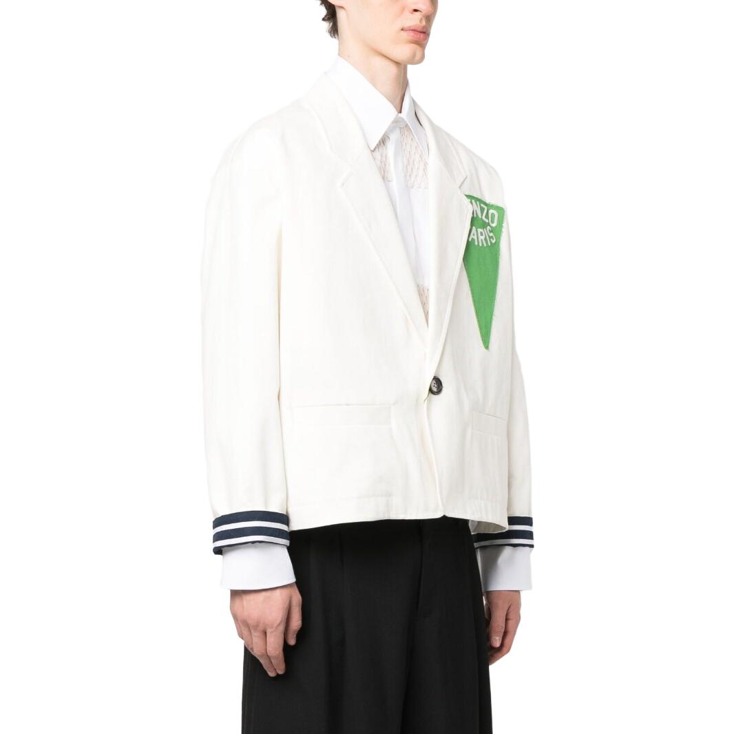 KENZO SS23  White Polo Collar Logo Print Long Sleeve Jacket. FD55VE2249RT-02 圖 5
