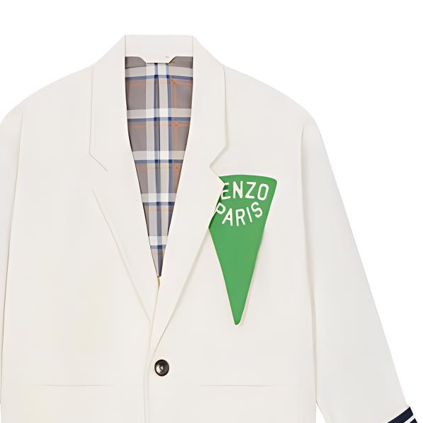 KENZO SS23  White Polo Collar Logo Print Long Sleeve Jacket. FD55VE2249RT-02 圖 7