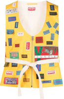 KENZO SS23 Yellow Full-Print Zip Vest with Logo Design. FD55VE0059RO-40 KENZO SS23 Yellow Full-Print Zip Vest with Logo Design. FD55VE0059RO-40