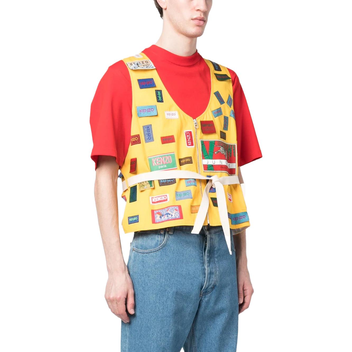 Purchase KENZO SS23 黄色全印花拉链马甲带标志设计 FD55VE0059RO-40