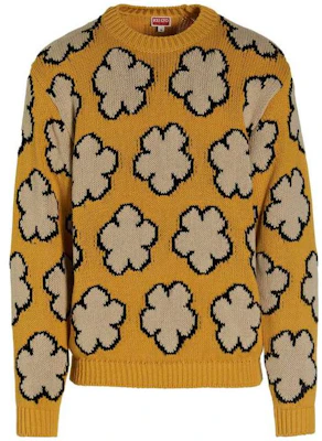 KENZO SS23 Yellow Knit Sweater with Floral Jacquard Design. FD55PU3563CI-40 Buy KENZO SS23 Yellow Knit Sweater with Floral Jacquard Design. FD55PU3563CI-40