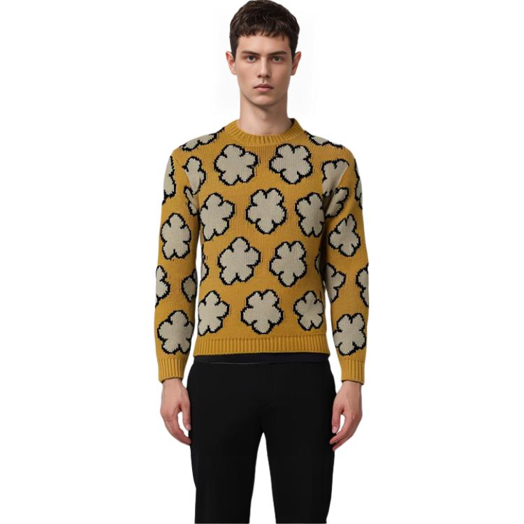 KENZO SS23  Yellow Knit Sweater with Floral Jacquard Design. FD55PU3563CI-40 圖 4