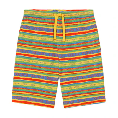 KENZO SS23 Yellow Striped Letter Print Relaxed Fit Shorts. FD55PA7794JR-40