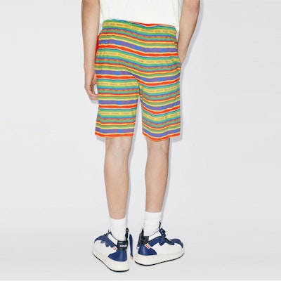 KENZO SS23 Yellow Striped Letter Print Relaxed Fit Shorts. FD55PA7794JR-40 Details for KENZO SS23 Yellow Striped Letter Print Relaxed Fit Shorts. FD55PA7794JR-40