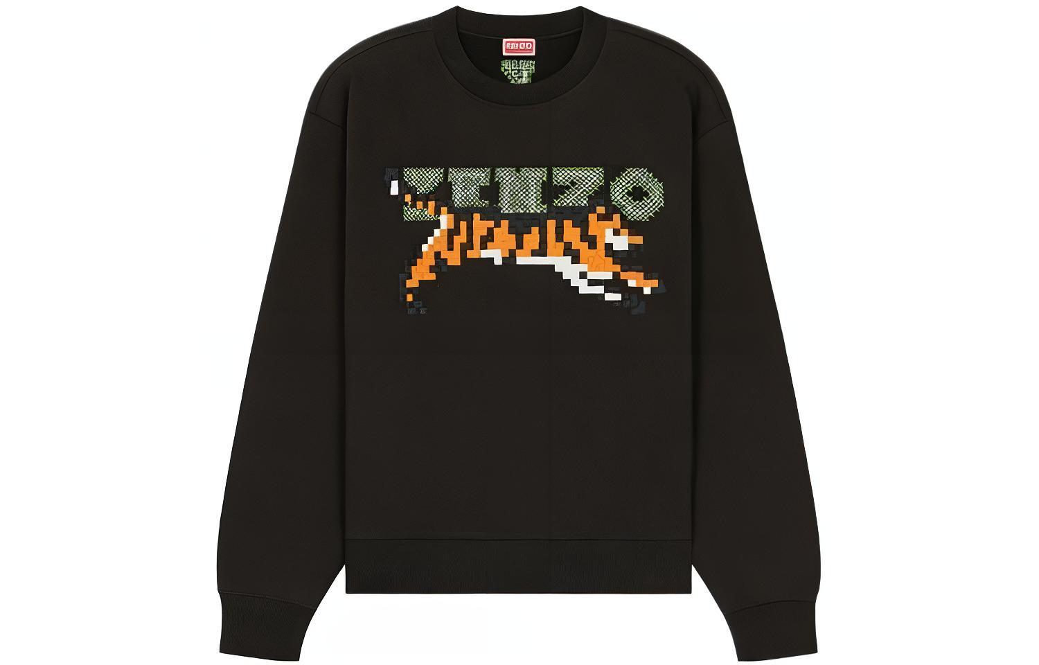 KENZO SS23 Alphabet Print Crewneck Long Sleeve Sweatshirt Unisex Black FD55SW5004ME-99J
