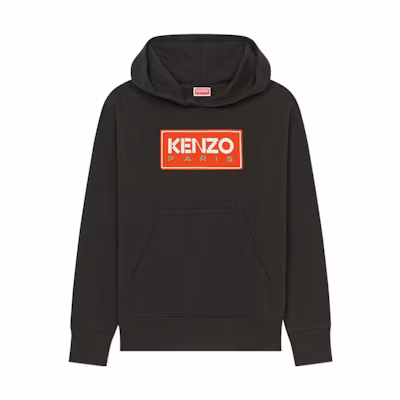 KENZO SS23 Black Logo Print Oversized Hoodie Unisex. FD52SW0394MF-99