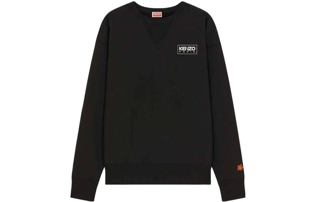 KENZO SS23 Black Loose-Fit Crewneck Sweatshirt with Logo Print FC65SW4184MC-99
