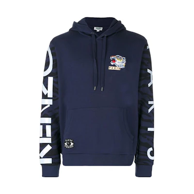 KENZO SS23 Blue Hoodie with Letter Print and Embroidery F765SW4064XC-78