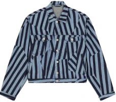 Kenzo SS23 Blue Striped Collared Slim-Fit Long Sleeve Jacket FD65DV3026R1-DM Kenzo SS23 Blue Striped Collared Slim-Fit Long Sleeve Jacket FD65DV3026R1-DM