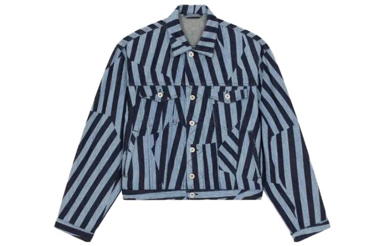 Order Kenzo SS23 藍色條紋修身長袖夾克 FD65DV3026R1-DM