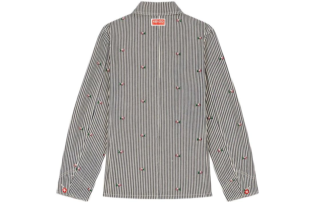 KENZO SS23 Blue Striped Floral Print Denim Jacket Unisex FD55DV1026J1-DM 圖 3