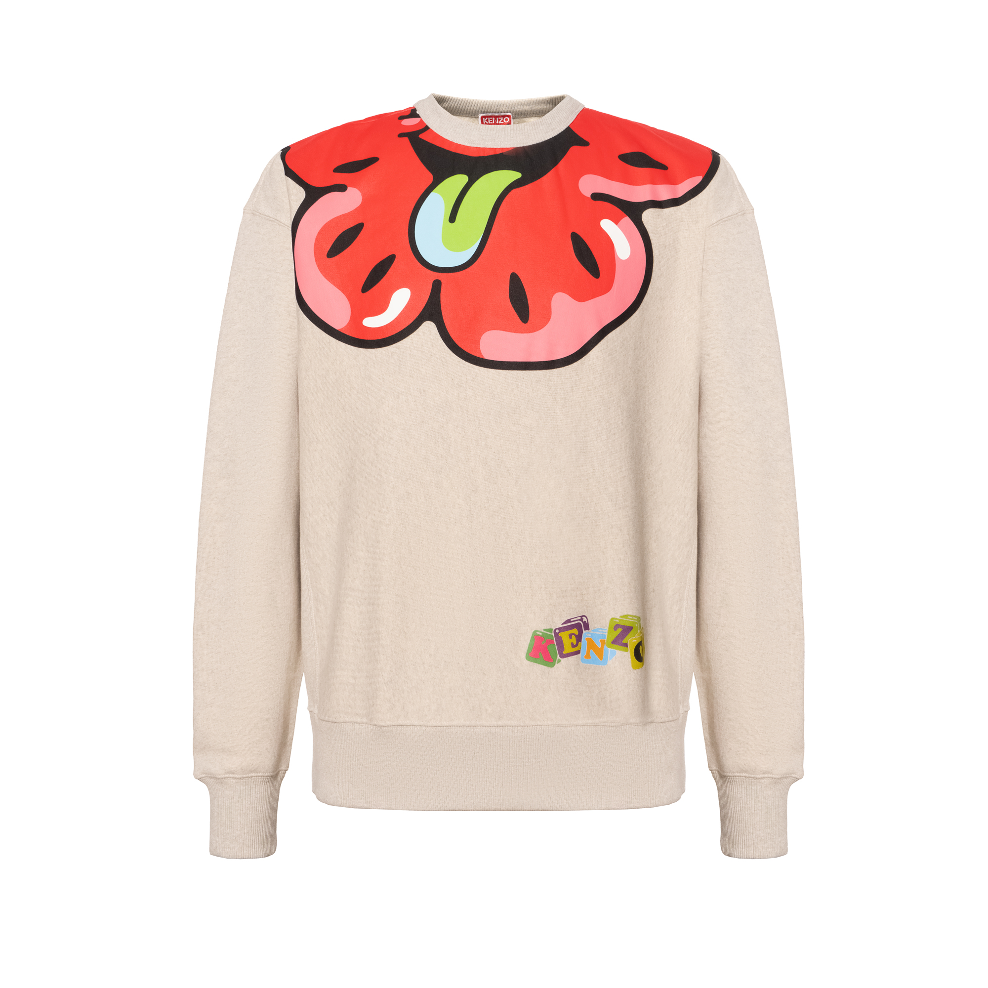KENZO SS23 BOKE Floral Print Crewneck Long Sleeve Sweatshirt Men’s Light Grey FD55SW4764MB-93