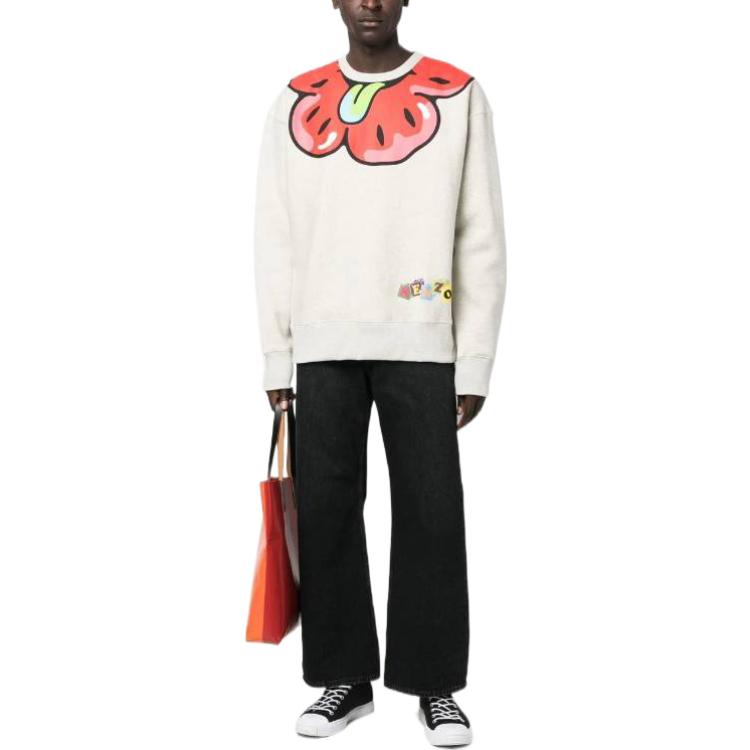 Lookbook KENZO SS23 BOKE Floral Print Crewneck Long Sleeve Sweatshirt Men’s Light Grey FD55SW4764MB-93