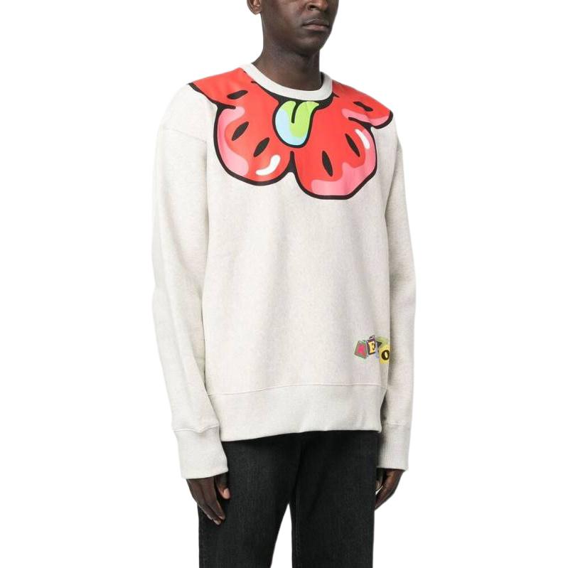 Purchase KENZO SS23 BOKE Floral Print Crewneck Long Sleeve Sweatshirt Men’s Light Grey FD55SW4764MB-93