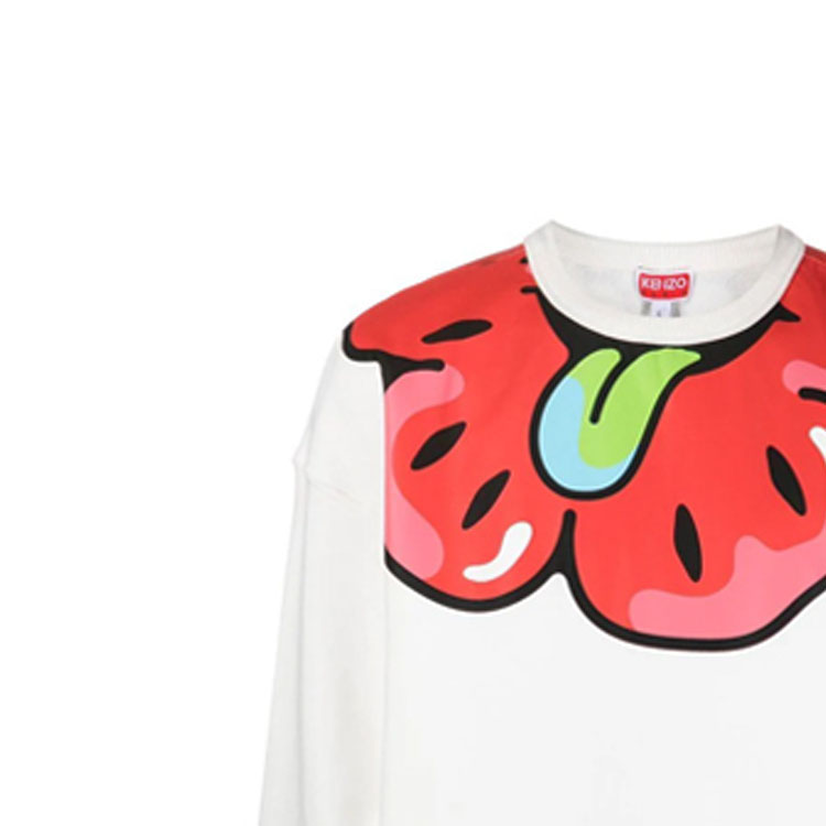 Details for KENZO SS23 BOKE Flower Print Crewneck Long Sleeve Sweatshirt White Men FD55SW4764MB-02