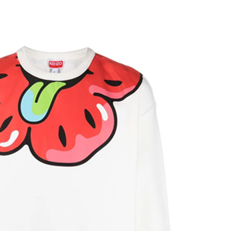 Sizing KENZO SS23 BOKE Flower Print Crewneck Long Sleeve Sweatshirt White Men FD55SW4764MB-02