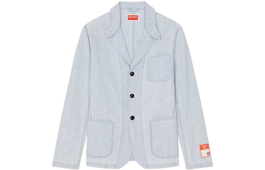 KENZO SS23 Casual Light Blue Long Sleeve Collared Jacket FD55DV2116W2-DB