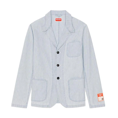KENZO SS23 Casual Light Blue Long Sleeve Collared Jacket FD55DV2116W2-DB