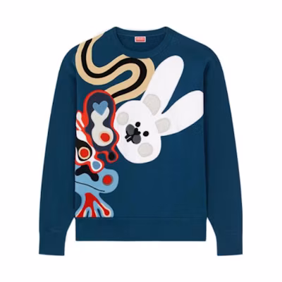 KENZO SS23 CNY Rabbit Graphic Crewneck Sweatshirt Duck Egg Green - Limited Edition FD55SW4704MF-73