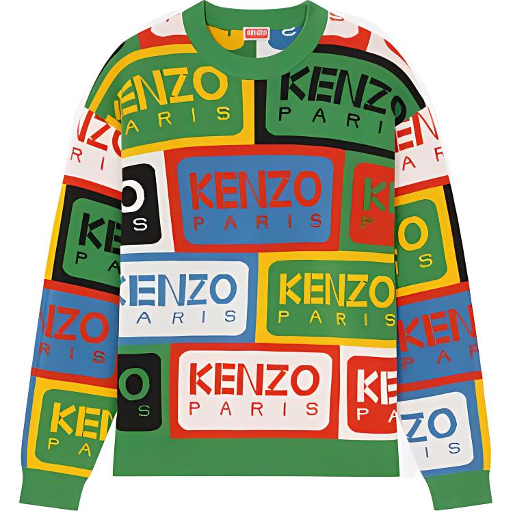 KENZO SS23 Colorblock Letter Logo Knit Sweater  Multicolor. FD55PU3593CD-MU