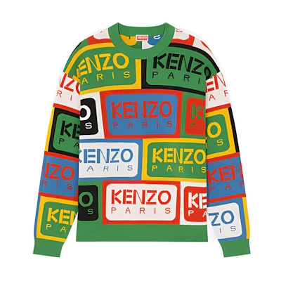 KENZO SS23 Colorblock Letter Logo Knit Sweater Multicolor. FD55PU3593CD-MU