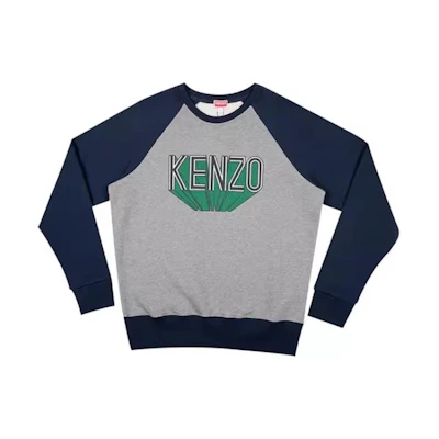 KENZO SS23 Colorblock Logo Print Crewneck Sweatshirt Gray Mens FD65SW1034MB-94
