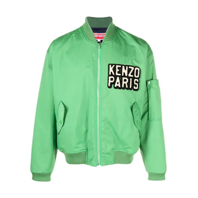 KENZO SS23 Elephant Patch Bomber Jacket Green Long Sleeve FD55BL1279OC-57
