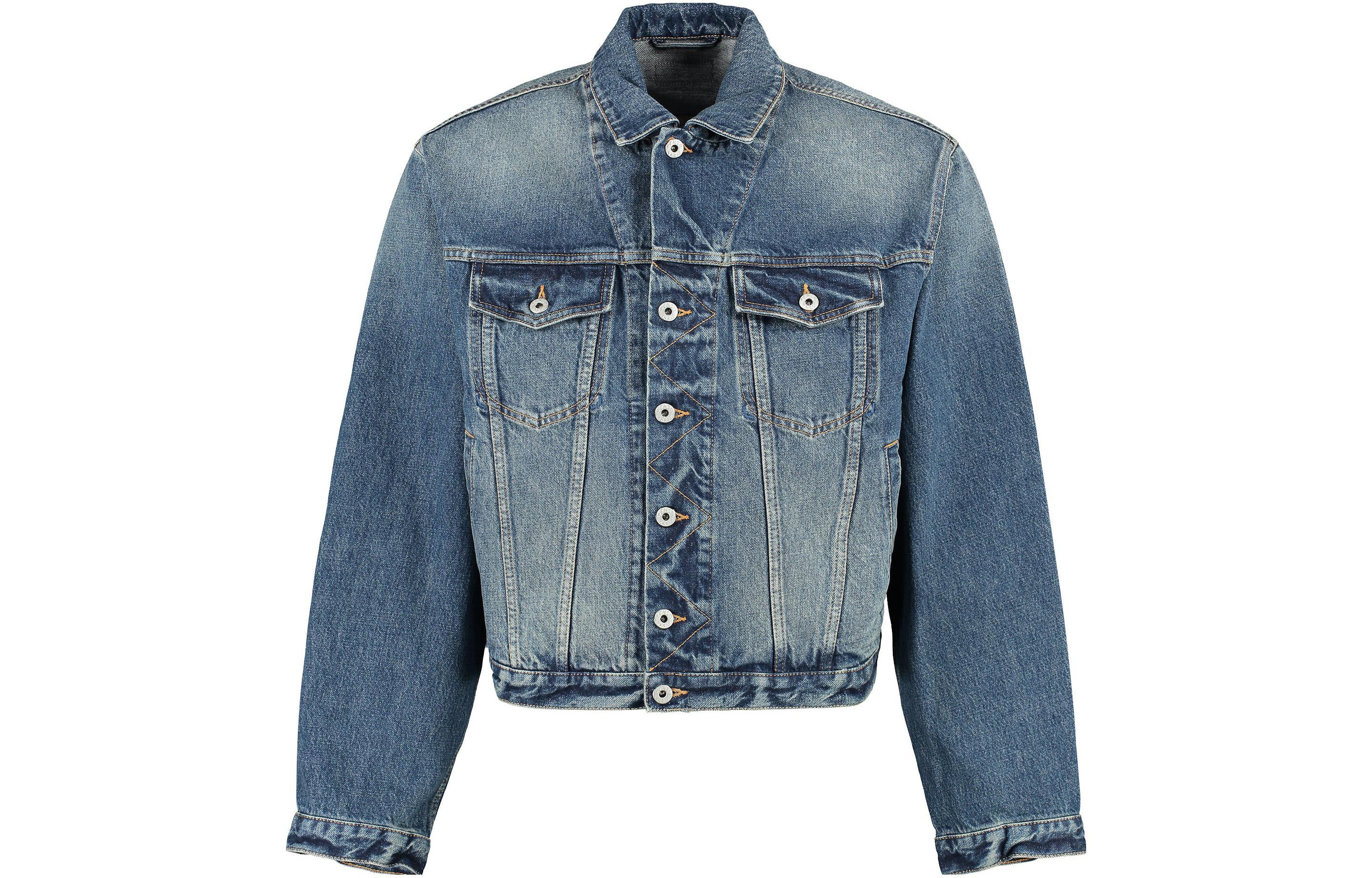 KENZO SS23 Faded Solid Color Button-Up Denim Jacket Blue  Long Sleeve FD55DV3026A3-DS