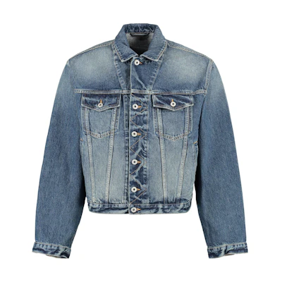 KENZO SS23 Faded Solid Color Button-Up Denim Jacket Blue Long Sleeve FD55DV3026A3-DS