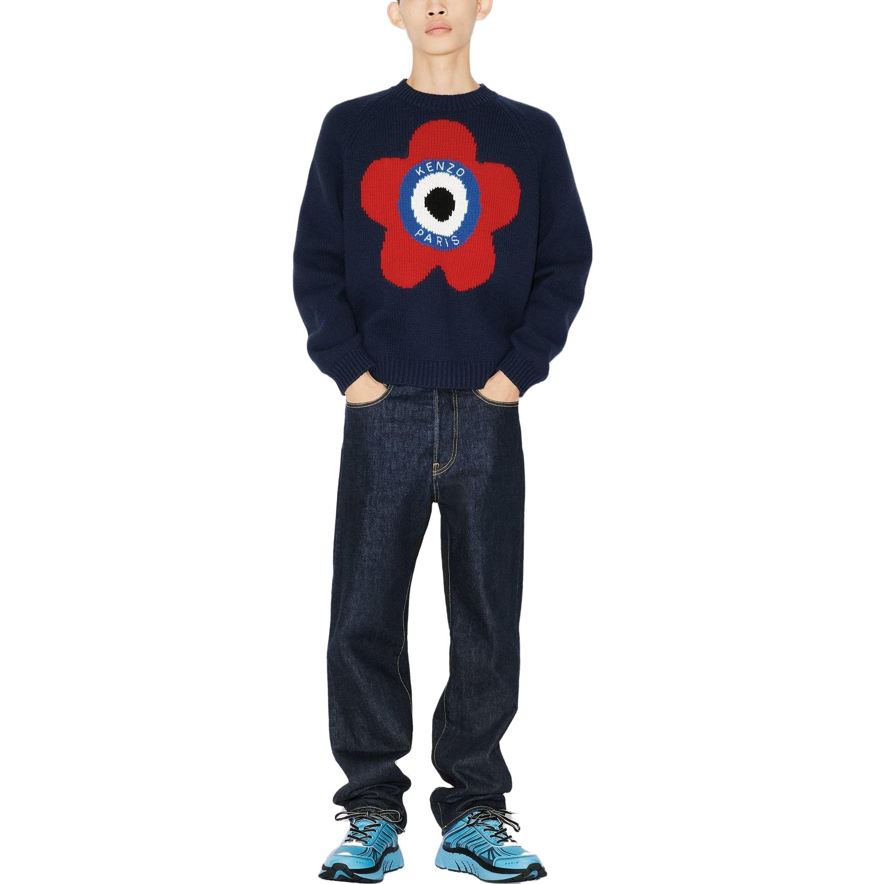 KENZO SS23 Floral Letter Print Crewneck Sweater Midnight Blue - . FD65PU4103BC-77 圖 4