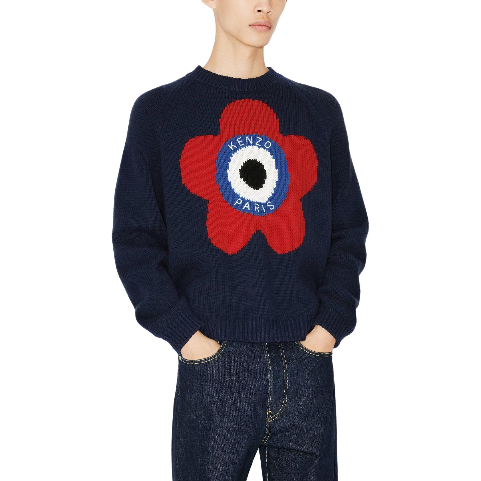 KENZO SS23 Floral Letter Print Crewneck Sweater Midnight Blue - . FD65PU4103BC-77 圖 5