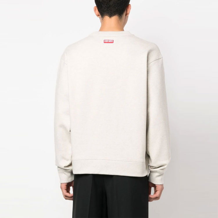 Shop KENZO SS23 Floral Logo Print Crewneck Pullover  Sweatshirt Gray White FD55SW4454ME-93