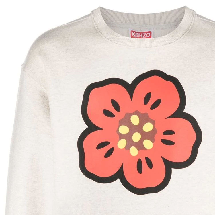 Details for KENZO SS23 Floral Logo Print Crewneck Pullover  Sweatshirt Gray White FD55SW4454ME-93