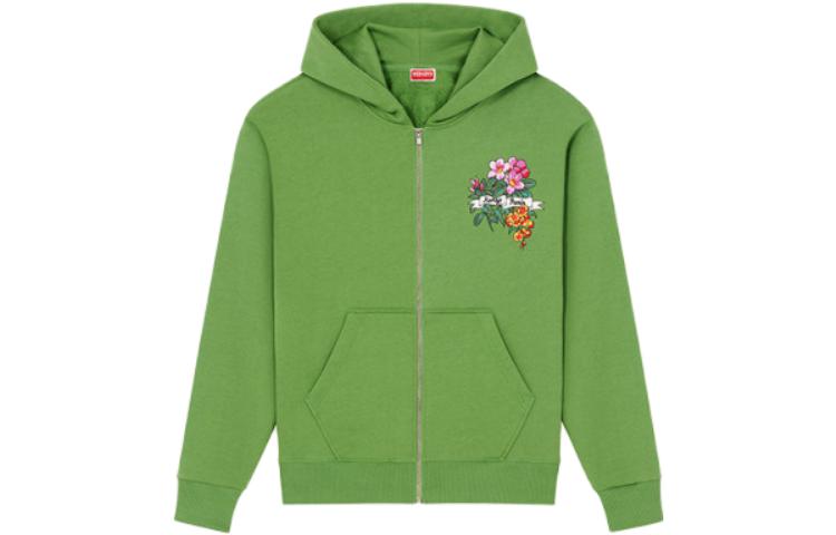 KENZO SS23 Floral Print Hoodie Unisex Grass Green FD55SW5034MF-57