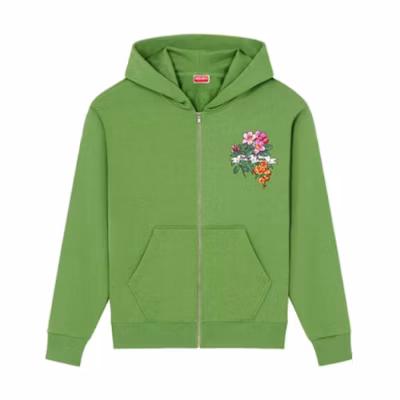 KENZO SS23 Floral Print Hoodie Unisex Grass Green FD55SW5034MF-57