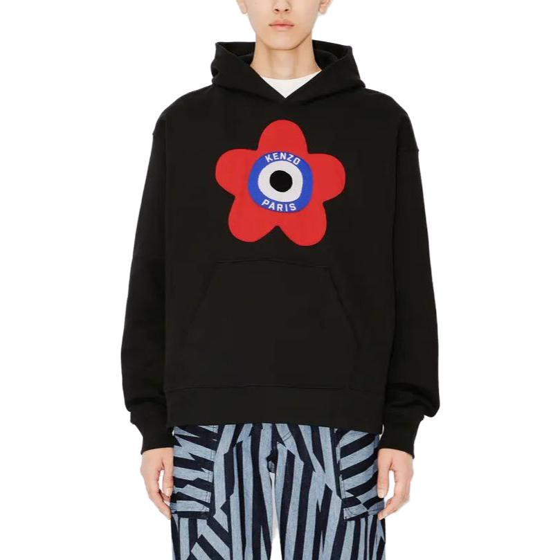 Sizing KENZO SS23 Hoodie Lelaki Hitam dengan Grafik Cetakan. FD65SW0744ME-99J