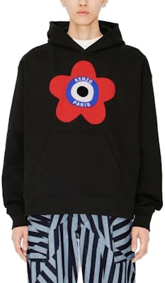 KENZO SS23 Hoodie Lelaki Hitam dengan Grafik Cetakan. FD65SW0744ME-99J Sizing KENZO SS23 Hoodie Lelaki Hitam dengan Grafik Cetakan. FD65SW0744ME-99J