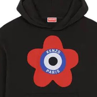 KENZO SS23 Hoodie Lelaki Hitam dengan Grafik Cetakan. FD65SW0744ME-99J 1