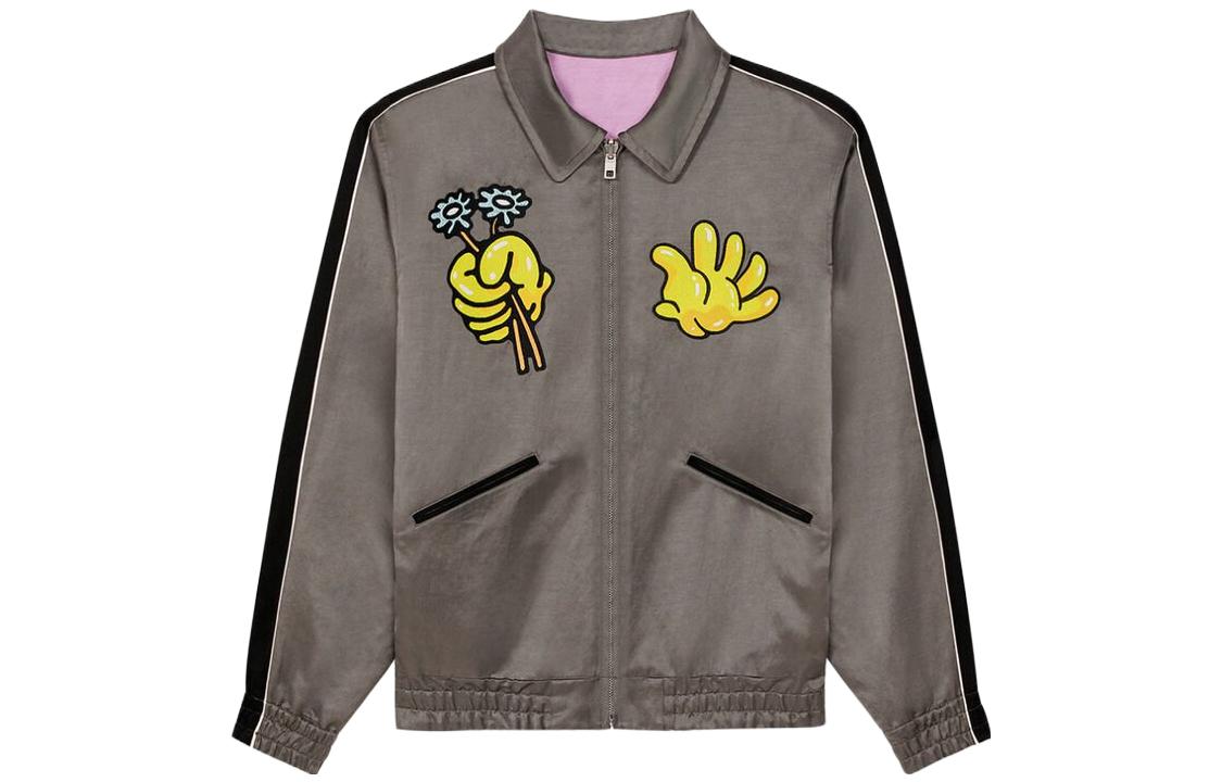 KENZO SS23 Graphic Print Reversible Zip-Up Jacket Men Brown Pink FD55BL1429FF-66